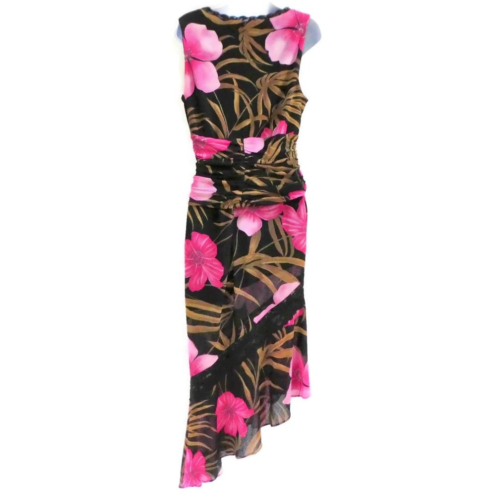 Romantic Cache Skirt Suit Set Hawaiian Ruched Asym Lined M - Picture 2 of 11